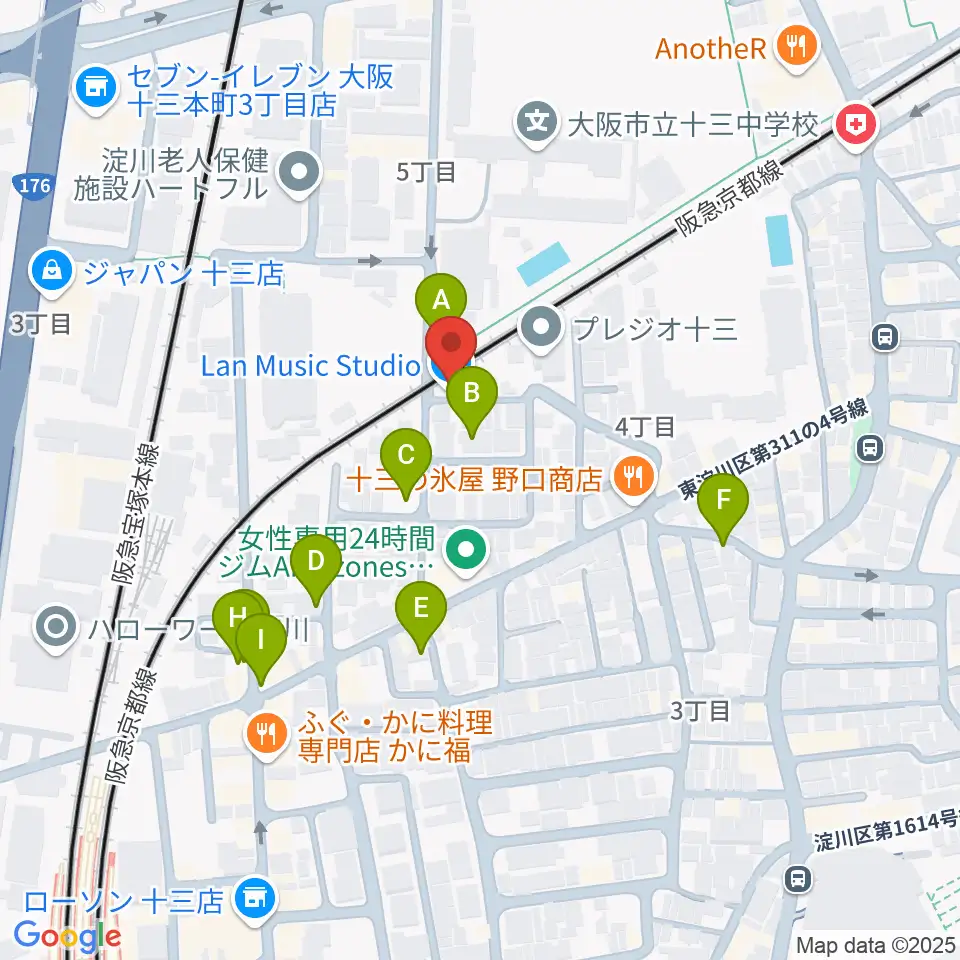Lan Music Studio周辺の駐車場・コインパーキング一覧地図