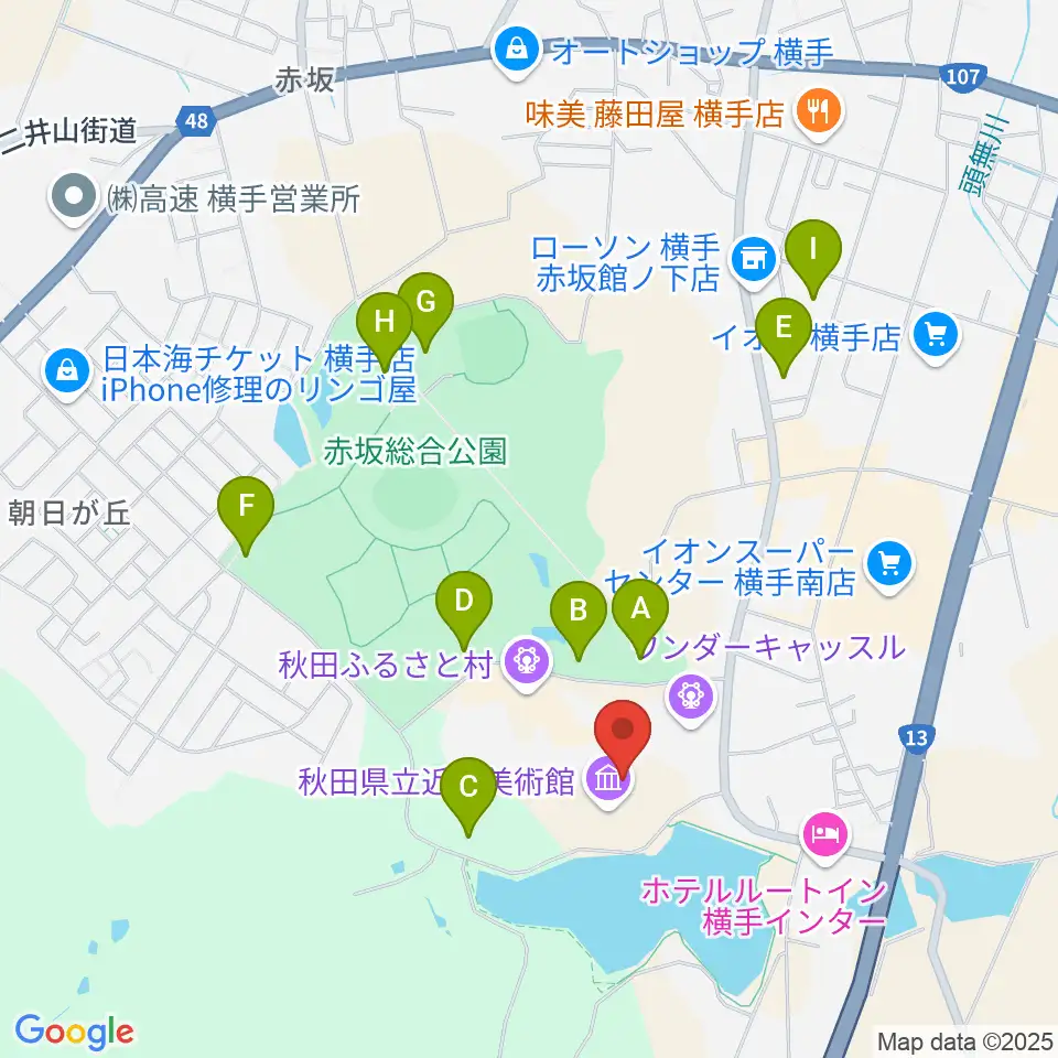 秋田県立近代美術館周辺の駐車場・コインパーキング一覧地図
