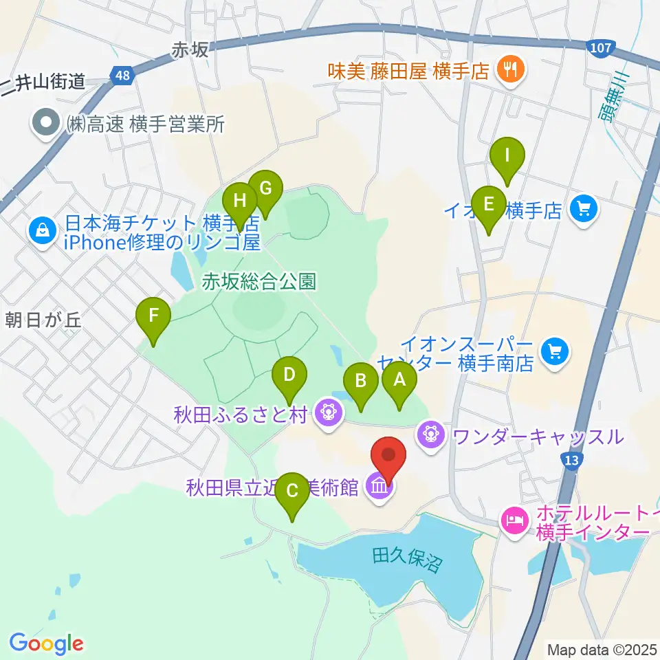 秋田県立近代美術館周辺の駐車場・コインパーキング一覧地図
