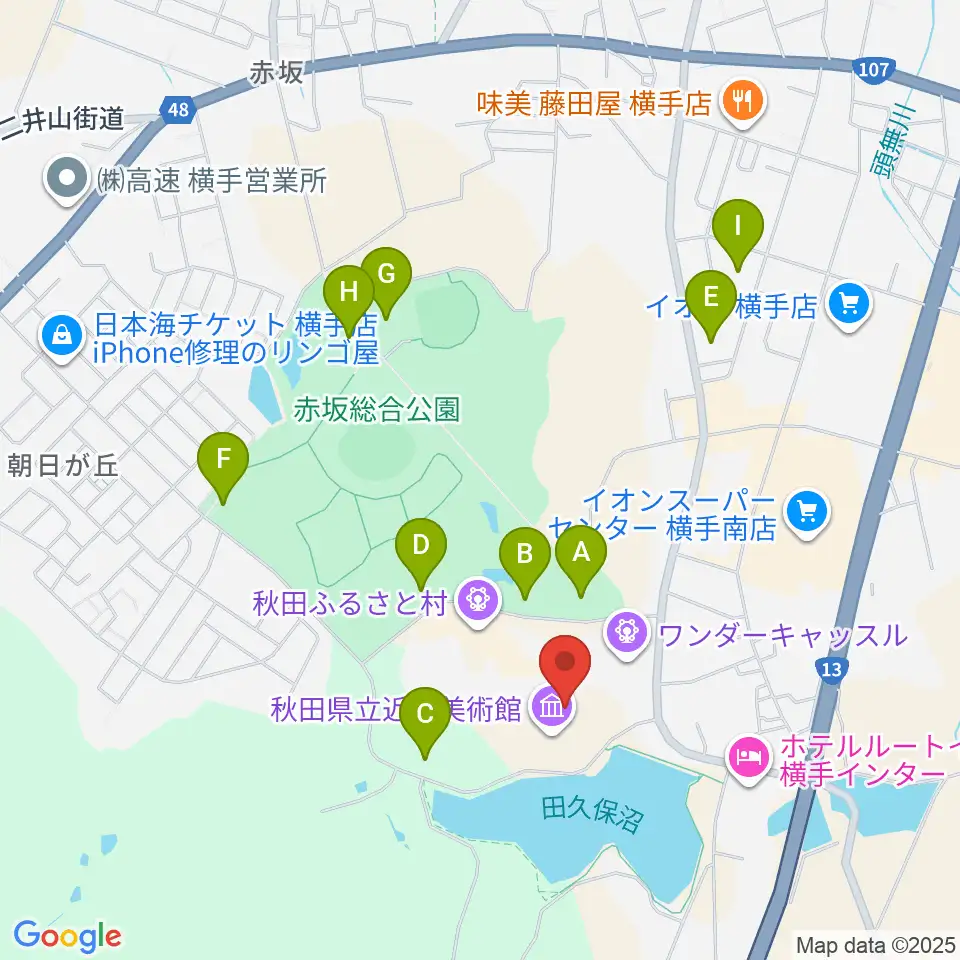 秋田県立近代美術館周辺の駐車場・コインパーキング一覧地図