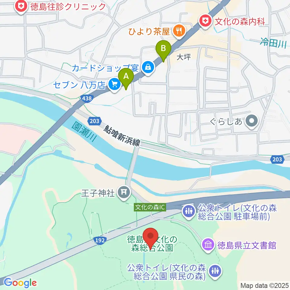徳島県立近代美術館周辺の駐車場・コインパーキング一覧地図