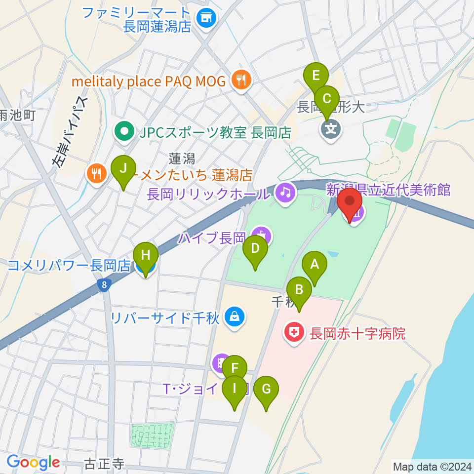 新潟県立近代美術館周辺の駐車場・コインパーキング一覧地図