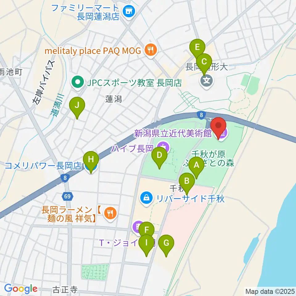 新潟県立近代美術館周辺の駐車場・コインパーキング一覧地図