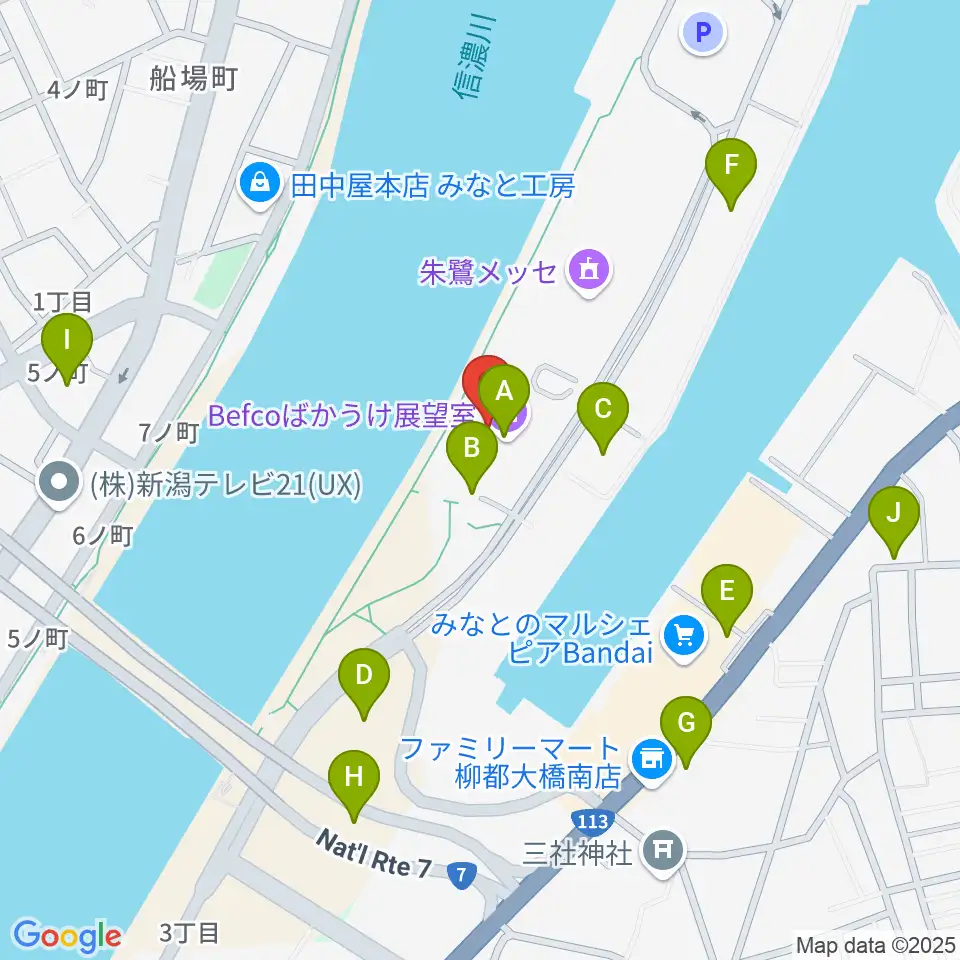新潟県立万代島美術館周辺の駐車場・コインパーキング一覧地図
