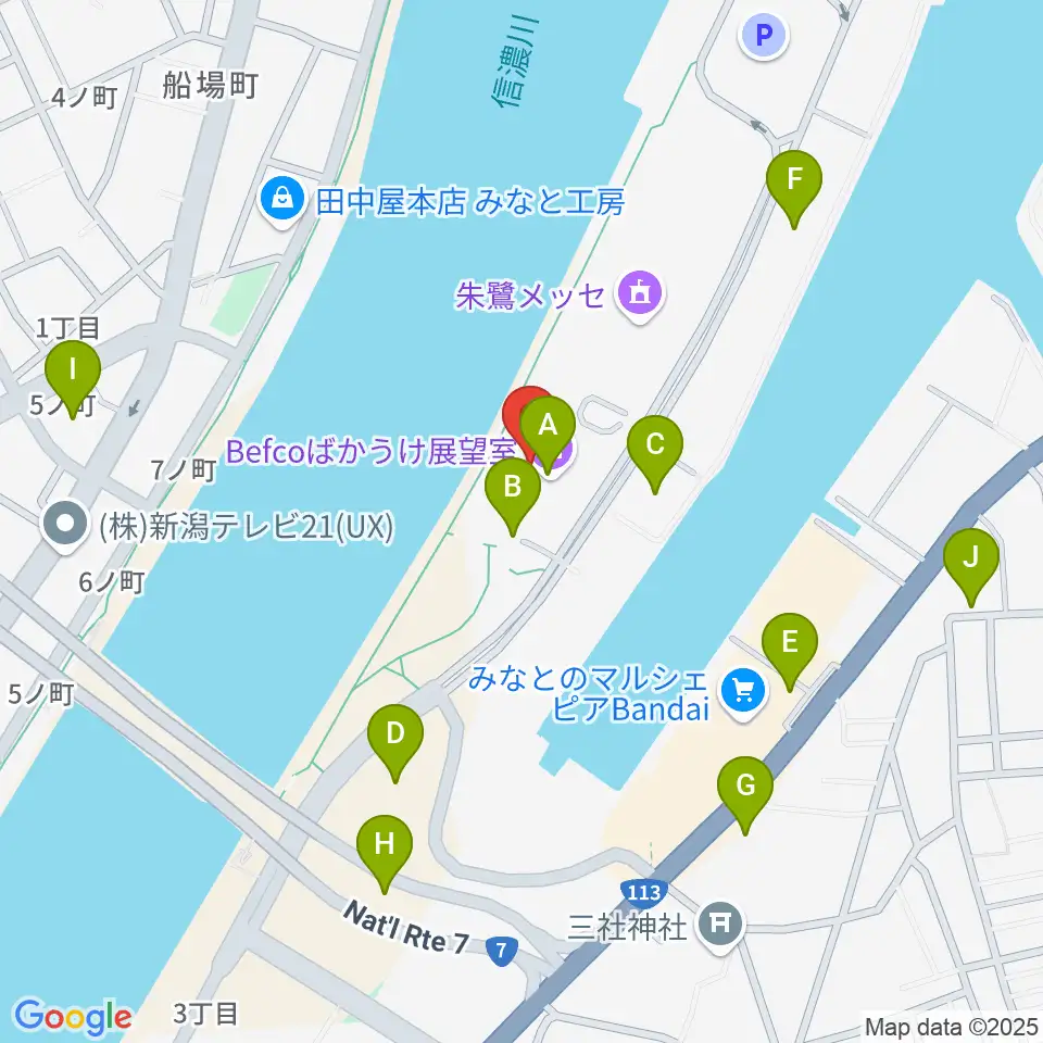 新潟県立万代島美術館周辺の駐車場・コインパーキング一覧地図
