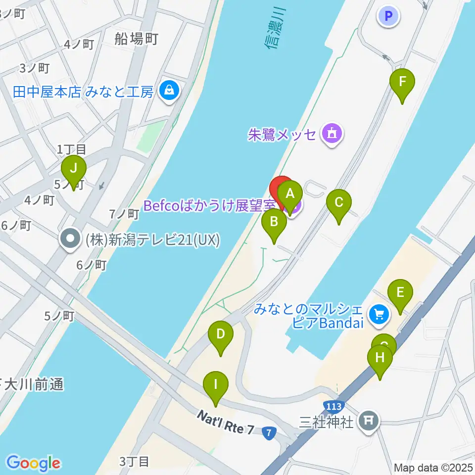 新潟県立万代島美術館周辺の駐車場・コインパーキング一覧地図