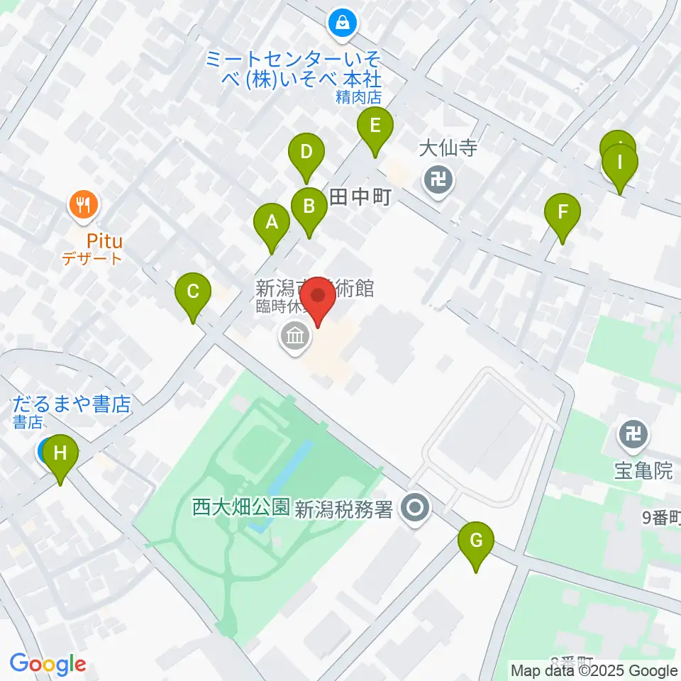 新潟市美術館周辺の駐車場・コインパーキング一覧地図