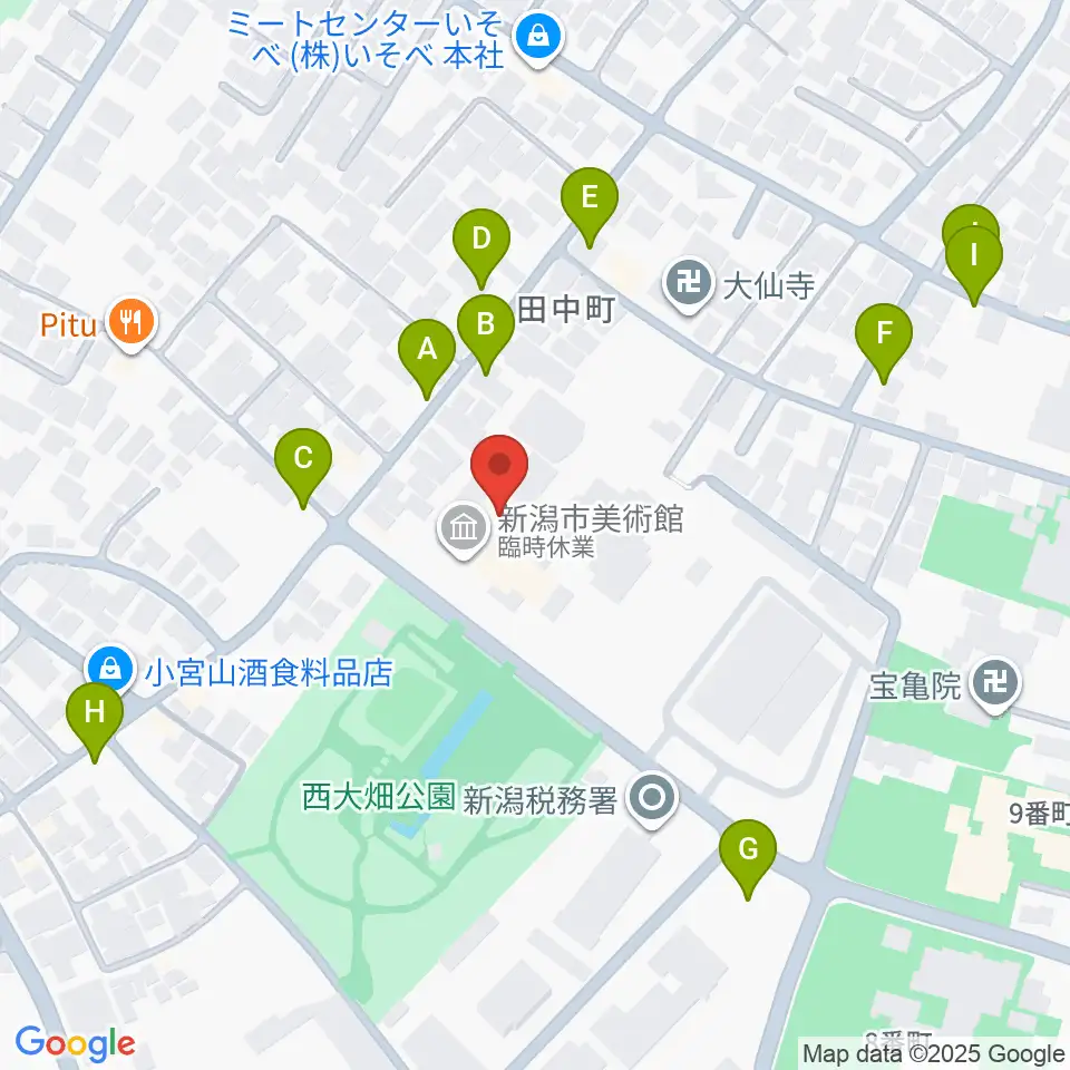 新潟市美術館周辺の駐車場・コインパーキング一覧地図