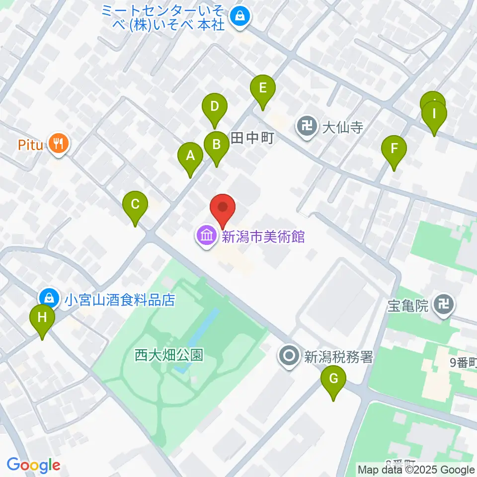 新潟市美術館周辺の駐車場・コインパーキング一覧地図