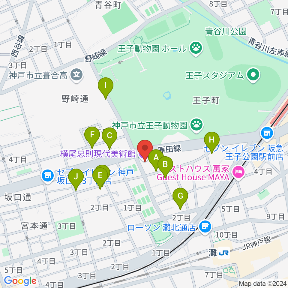 横尾忠則現代美術館周辺の駐車場・コインパーキング一覧地図