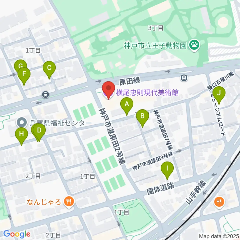 横尾忠則現代美術館周辺の駐車場・コインパーキング一覧地図