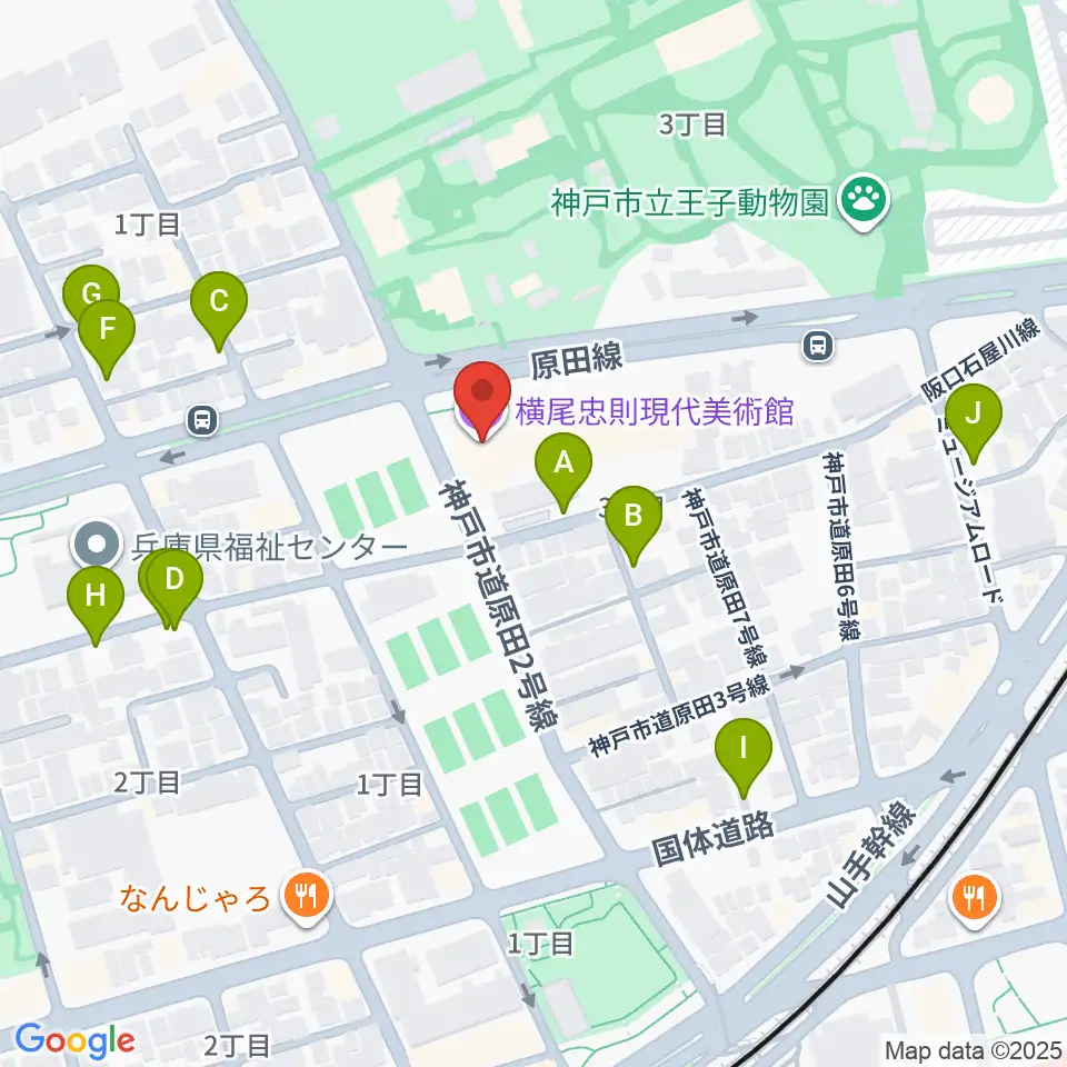 横尾忠則現代美術館周辺の駐車場・コインパーキング一覧地図