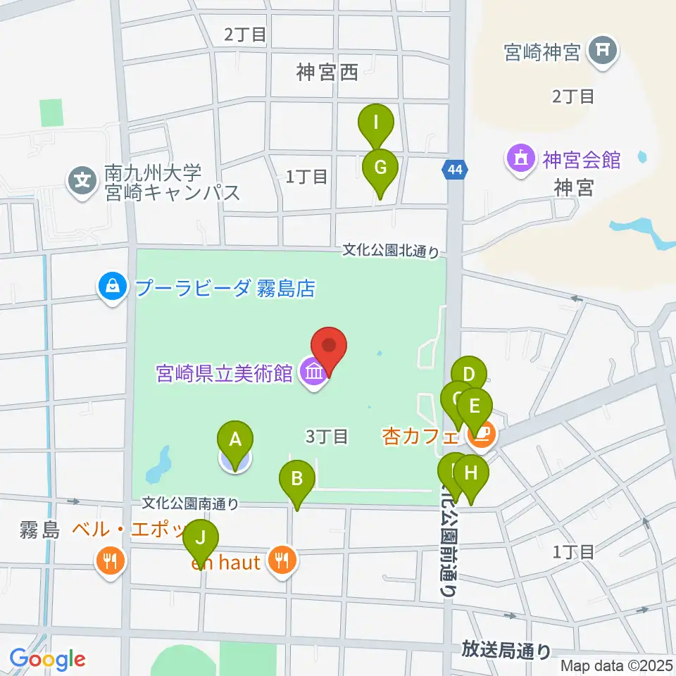 宮崎県立美術館周辺の駐車場・コインパーキング一覧地図