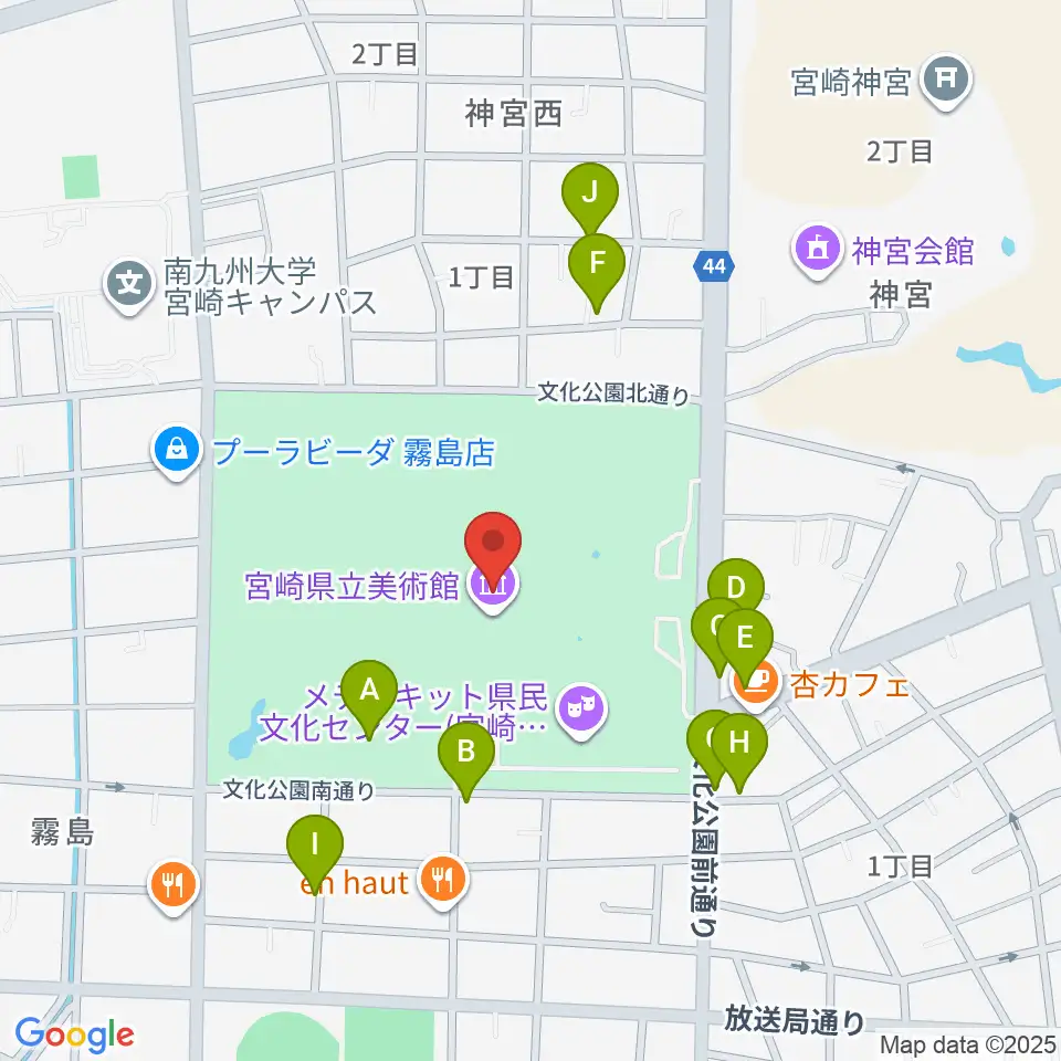 宮崎県立美術館周辺の駐車場・コインパーキング一覧地図