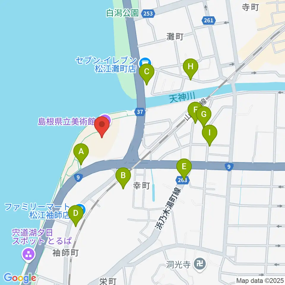 島根県立美術館周辺の駐車場・コインパーキング一覧地図
