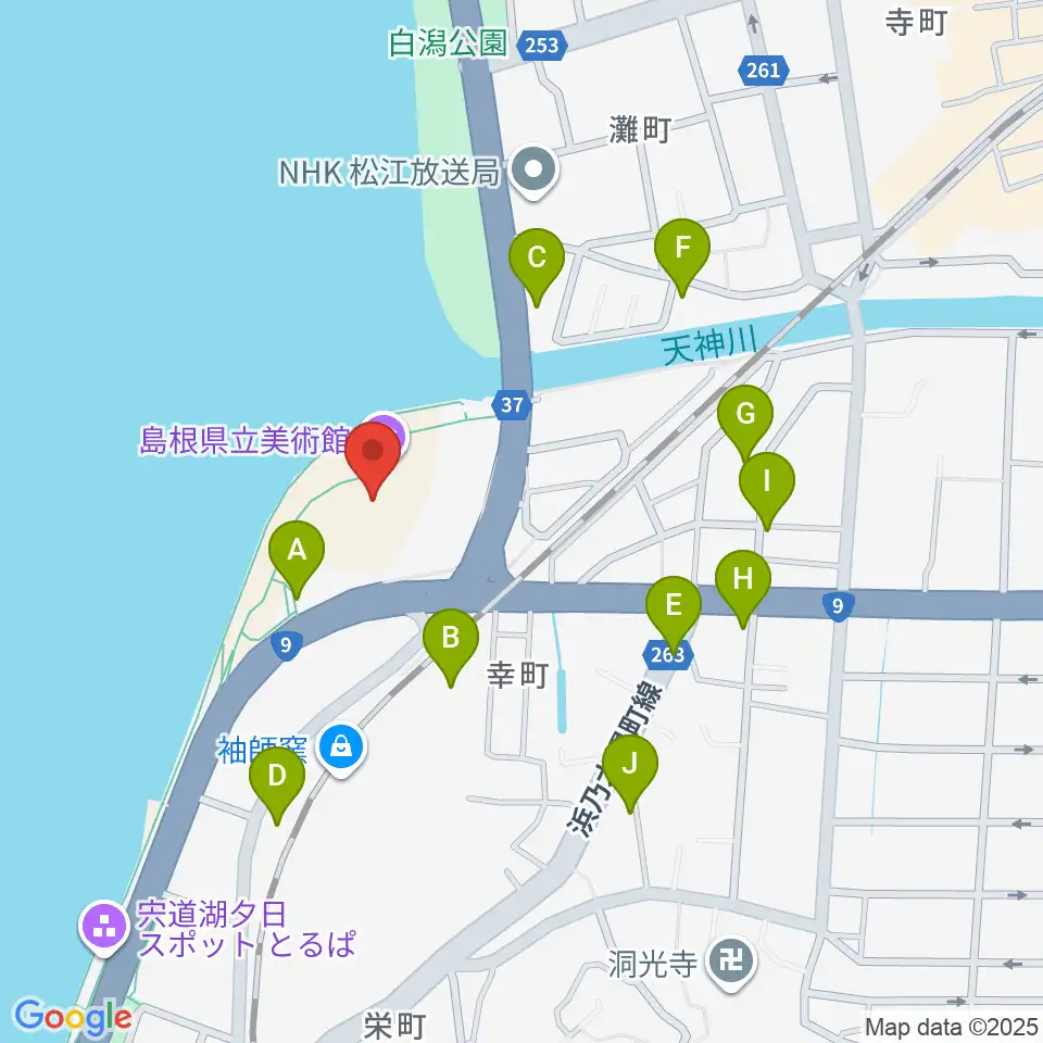 島根県立美術館周辺の駐車場・コインパーキング一覧地図