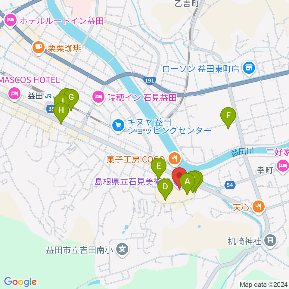 島根県立石見美術館周辺の駐車場・コインパーキング一覧地図