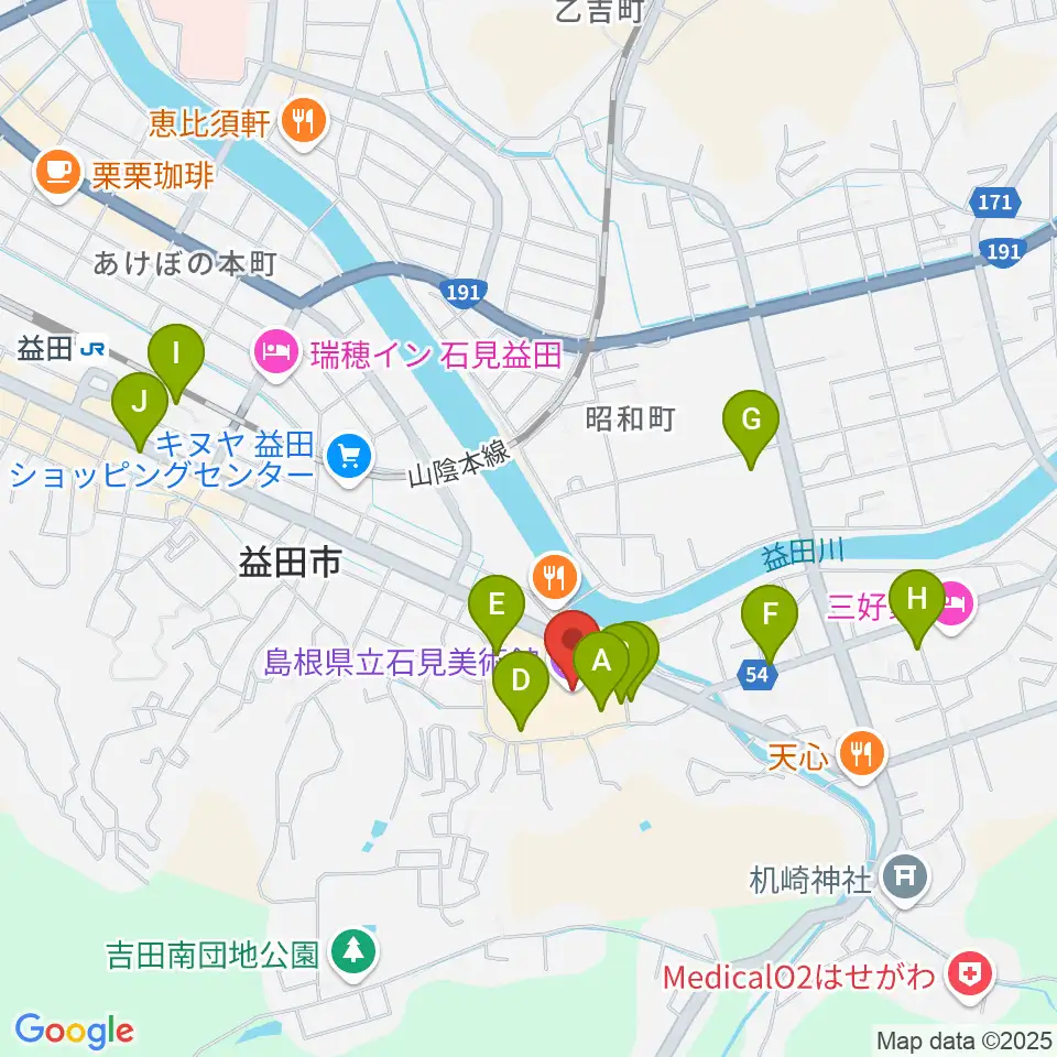 島根県立石見美術館周辺の駐車場・コインパーキング一覧地図