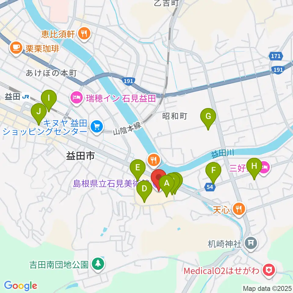 島根県立石見美術館周辺の駐車場・コインパーキング一覧地図