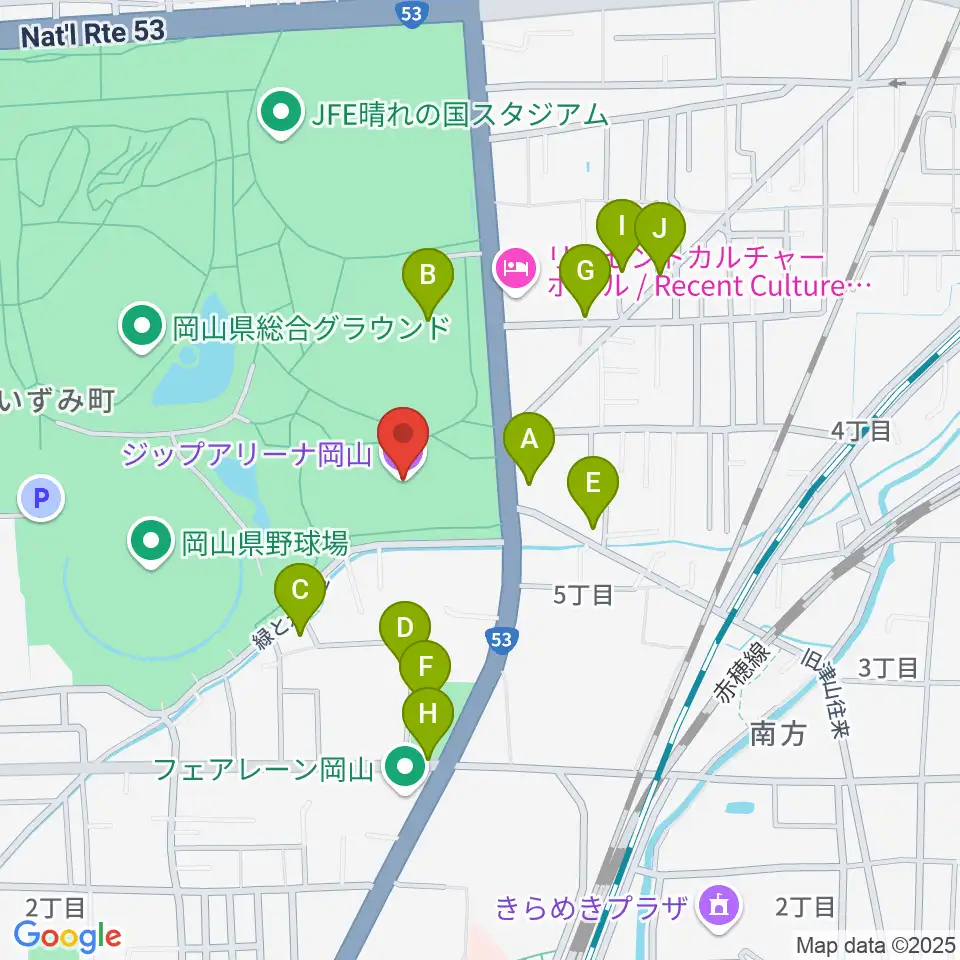 シゲトーアリーナ岡山周辺の駐車場・コインパーキング一覧地図