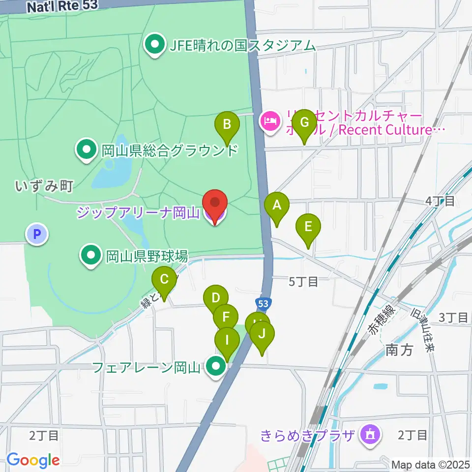 シゲトーアリーナ岡山周辺の駐車場・コインパーキング一覧地図