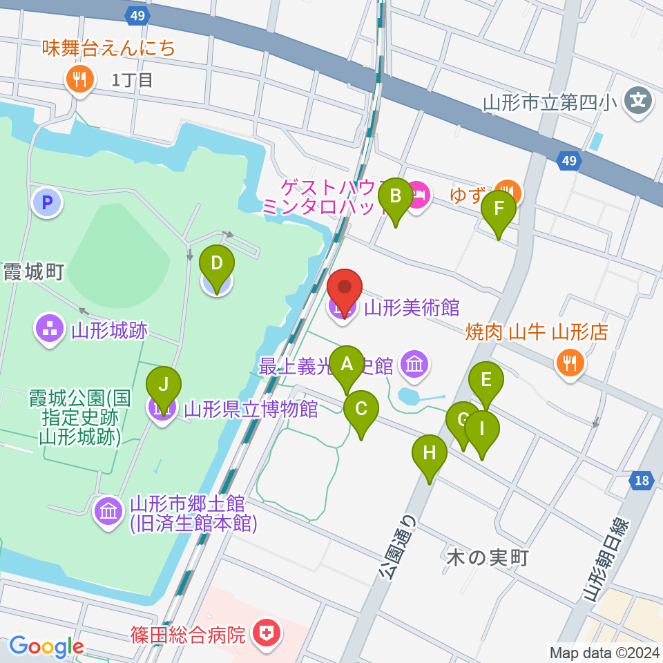 山形美術館周辺の駐車場・コインパーキング一覧地図