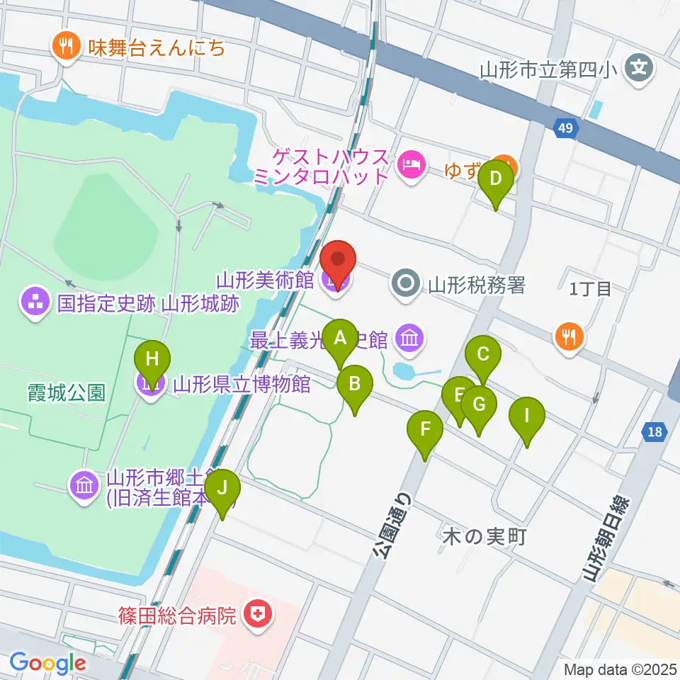 山形美術館周辺の駐車場・コインパーキング一覧地図