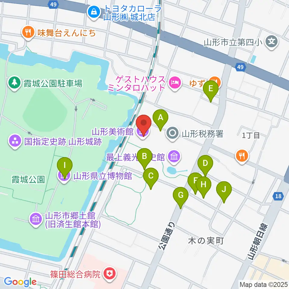 山形美術館周辺の駐車場・コインパーキング一覧地図