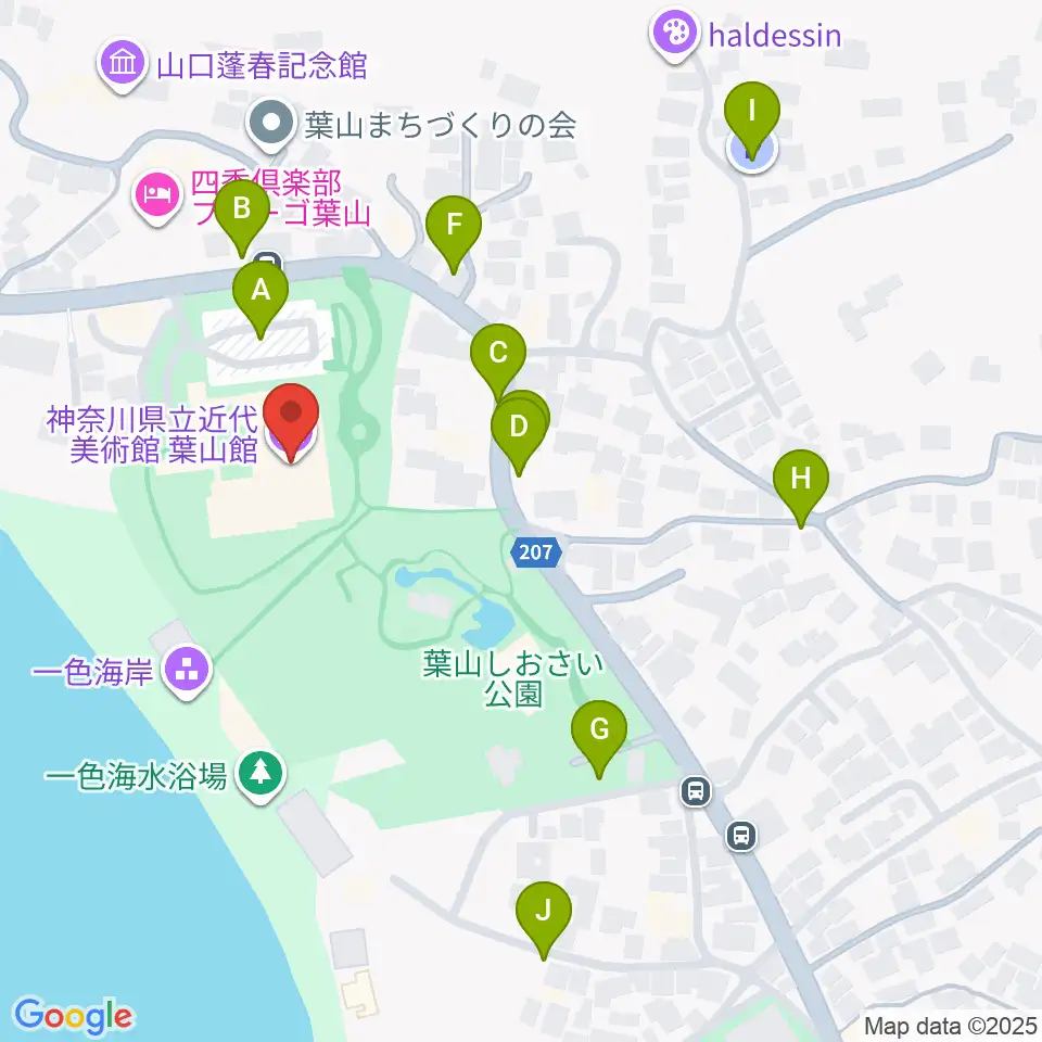 神奈川県立近代美術館 葉山館周辺の駐車場・コインパーキング一覧地図