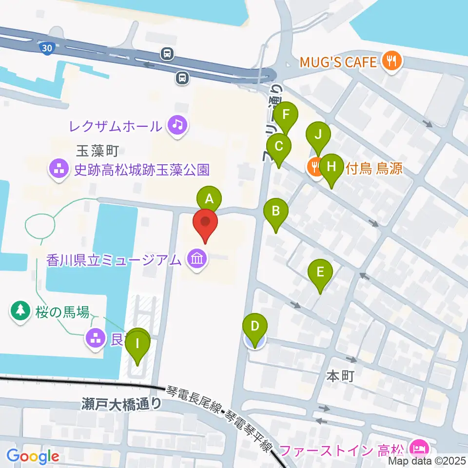 香川県立ミュージアム周辺の駐車場・コインパーキング一覧地図