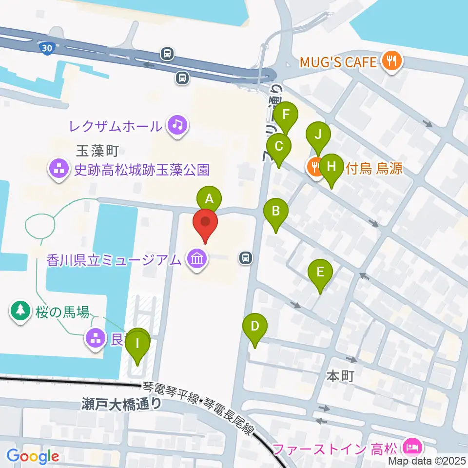 香川県立ミュージアム周辺の駐車場・コインパーキング一覧地図