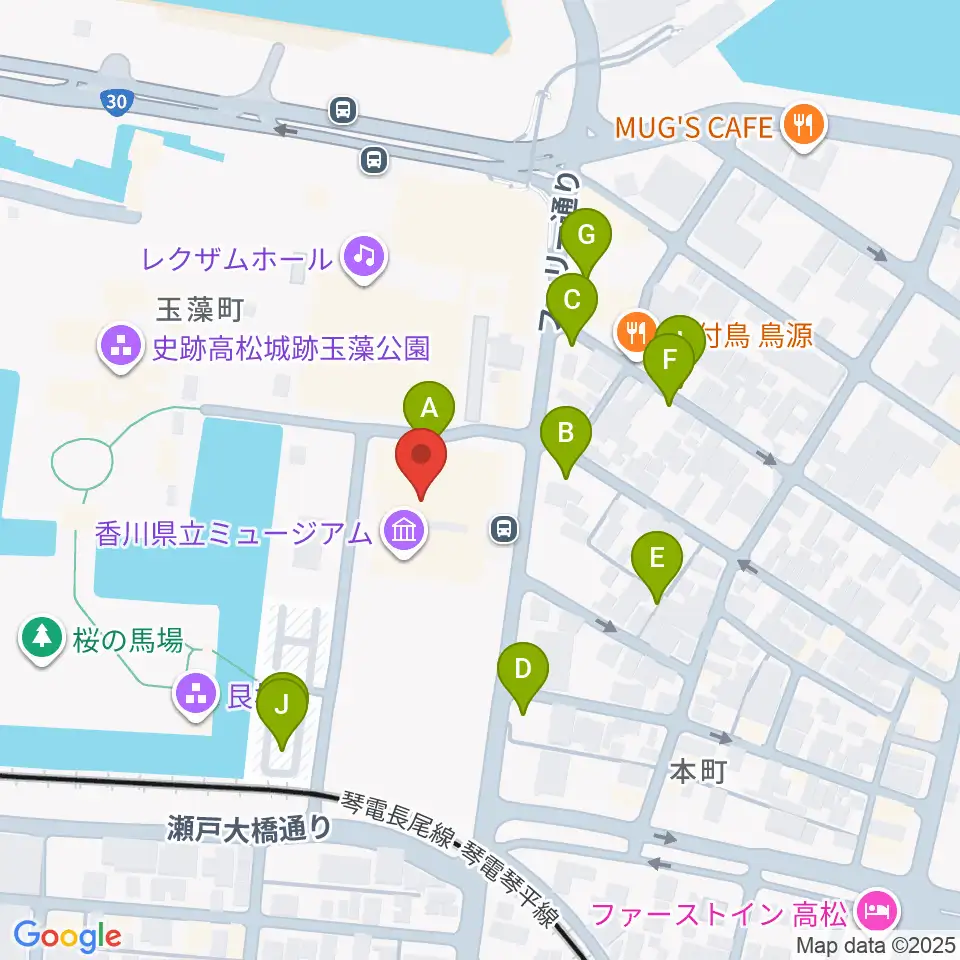 香川県立ミュージアム周辺の駐車場・コインパーキング一覧地図