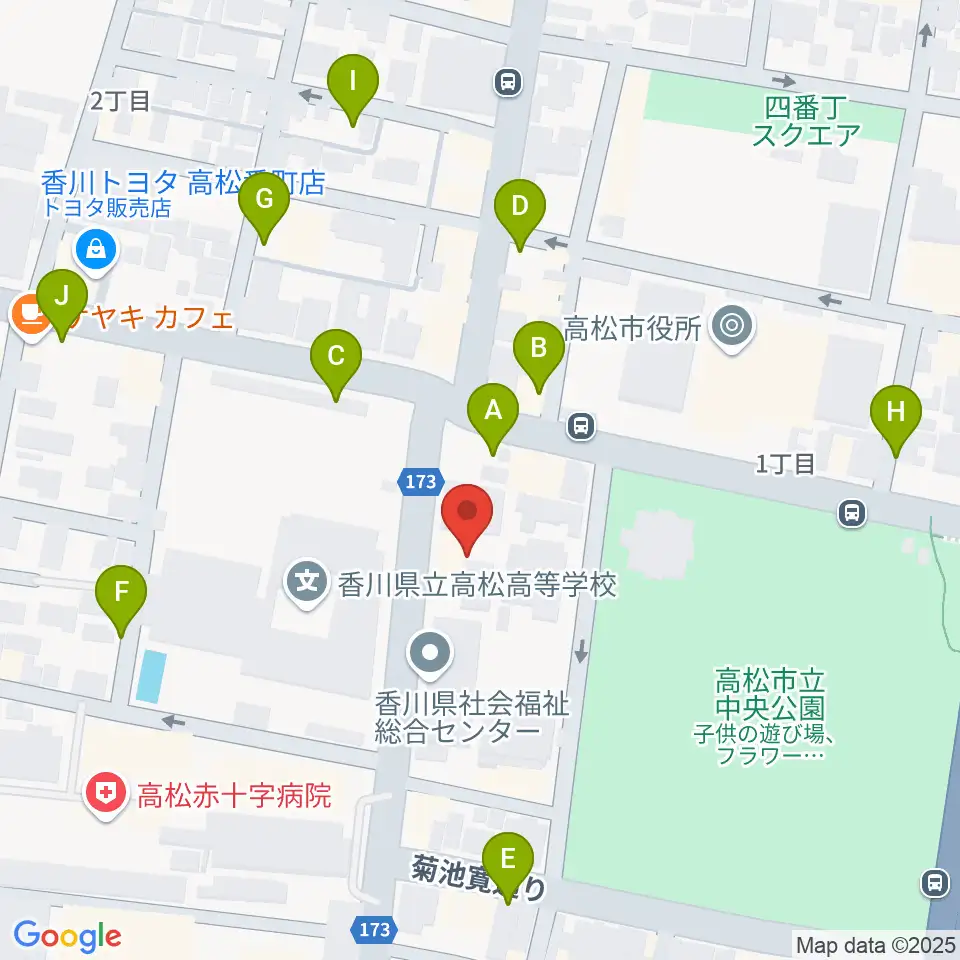 香川県文化会館周辺の駐車場・コインパーキング一覧地図