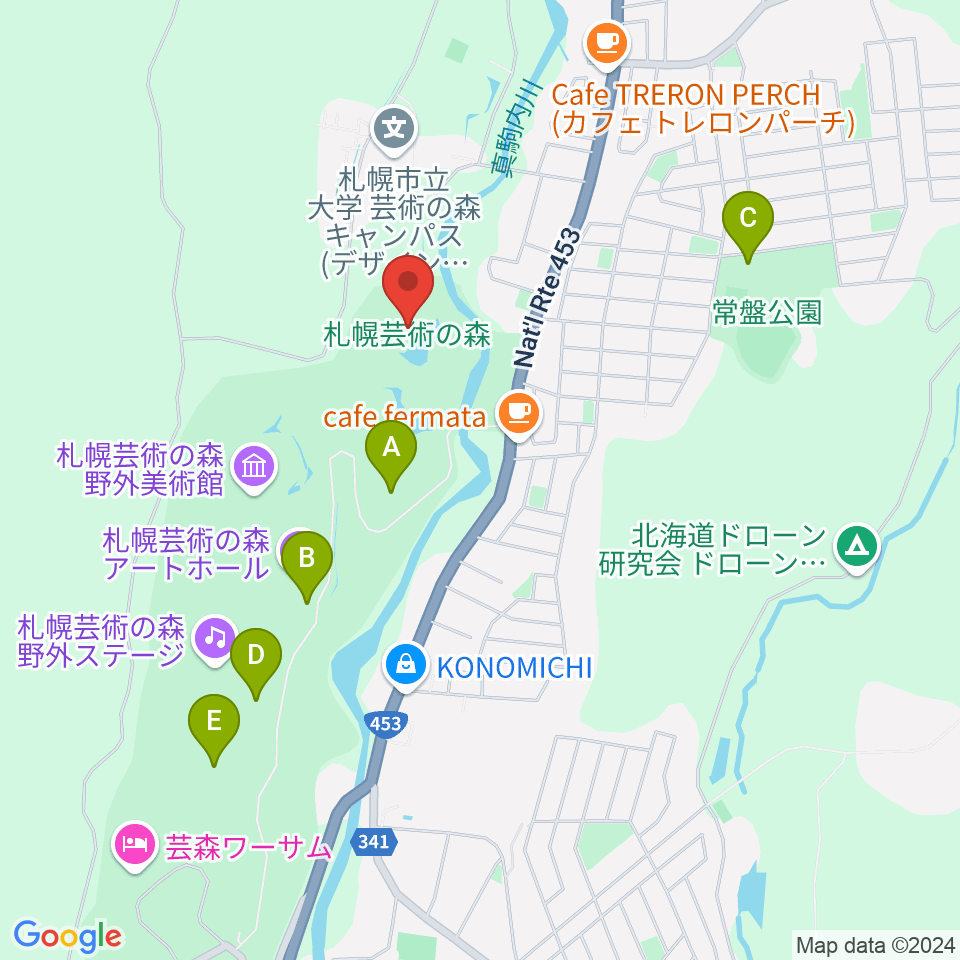 札幌芸術の森美術館周辺の駐車場・コインパーキング一覧地図