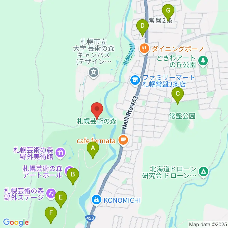 札幌芸術の森美術館周辺の駐車場・コインパーキング一覧地図