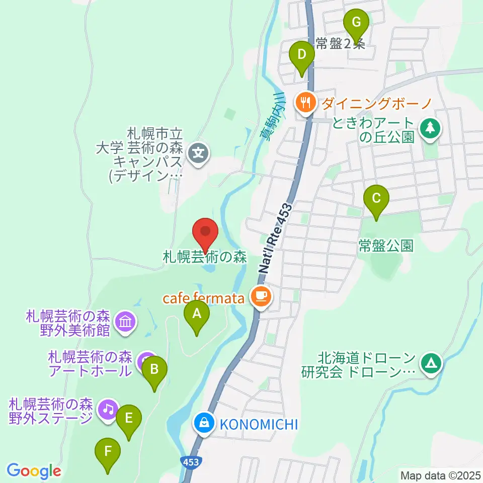札幌芸術の森美術館周辺の駐車場・コインパーキング一覧地図