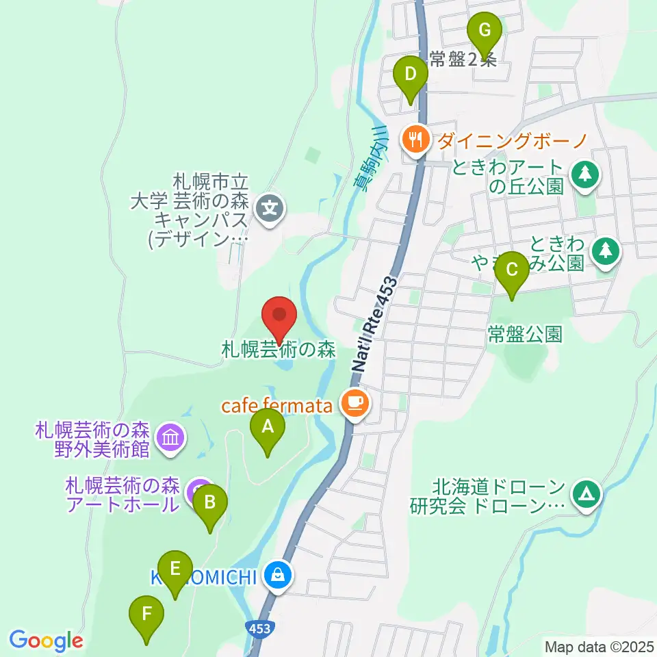 札幌芸術の森美術館周辺の駐車場・コインパーキング一覧地図