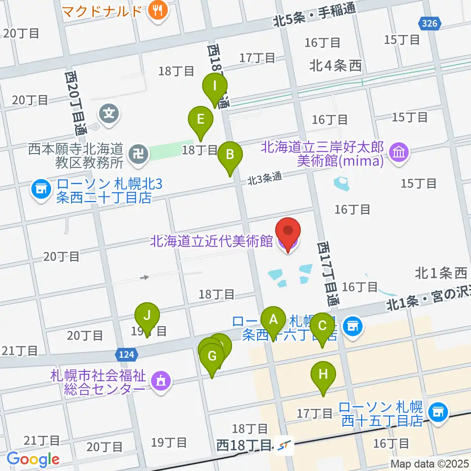 北海道立近代美術館周辺の駐車場・コインパーキング一覧地図