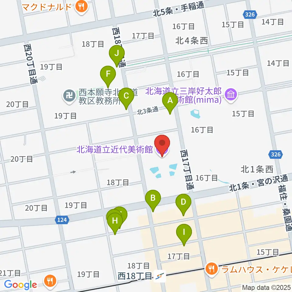 北海道立近代美術館周辺の駐車場・コインパーキング一覧地図