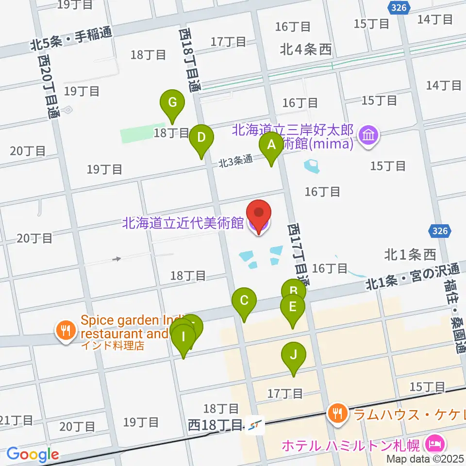 北海道立近代美術館周辺の駐車場・コインパーキング一覧地図