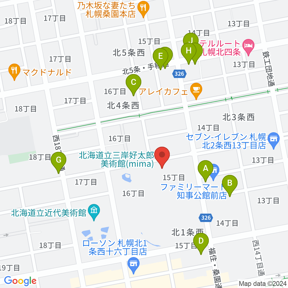 mima 北海道立三岸好太郎美術館周辺の駐車場・コインパーキング一覧地図