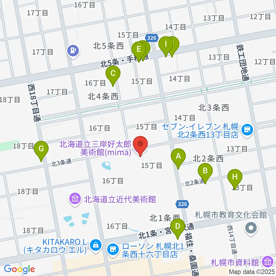 mima 北海道立三岸好太郎美術館周辺の駐車場・コインパーキング一覧地図