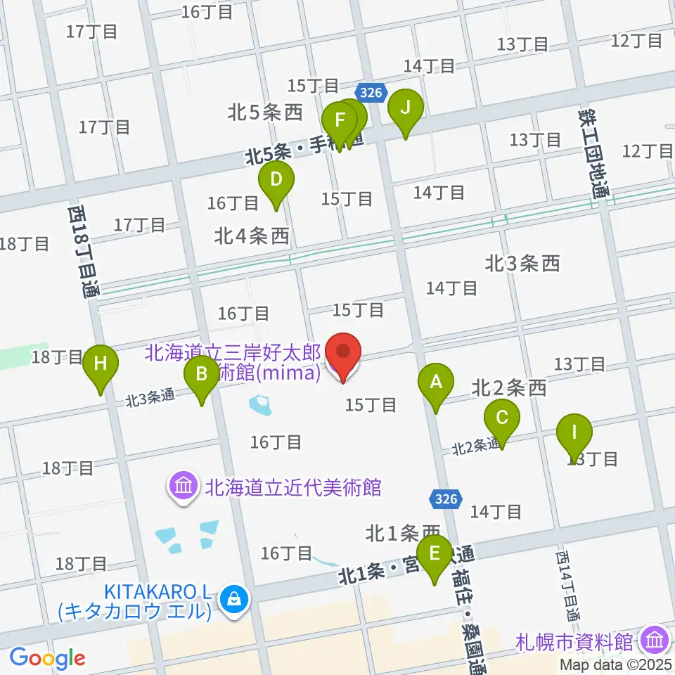 mima 北海道立三岸好太郎美術館周辺の駐車場・コインパーキング一覧地図