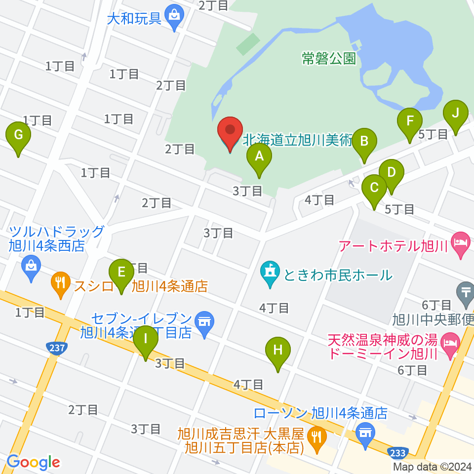 北海道立旭川美術館周辺の駐車場・コインパーキング一覧地図