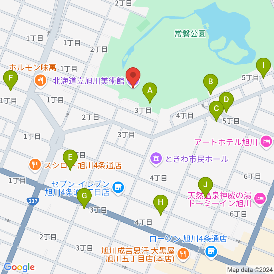 北海道立旭川美術館周辺の駐車場・コインパーキング一覧地図