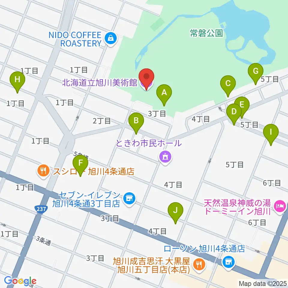 北海道立旭川美術館周辺の駐車場・コインパーキング一覧地図