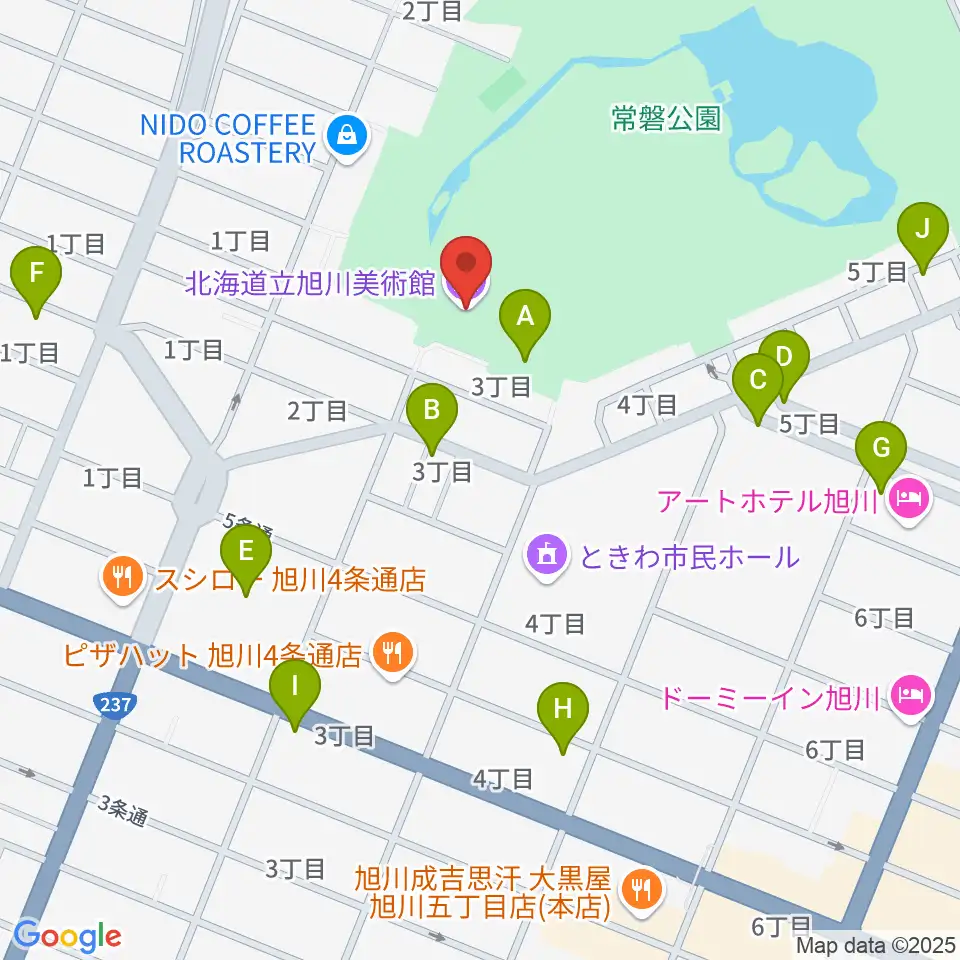 北海道立旭川美術館周辺の駐車場・コインパーキング一覧地図