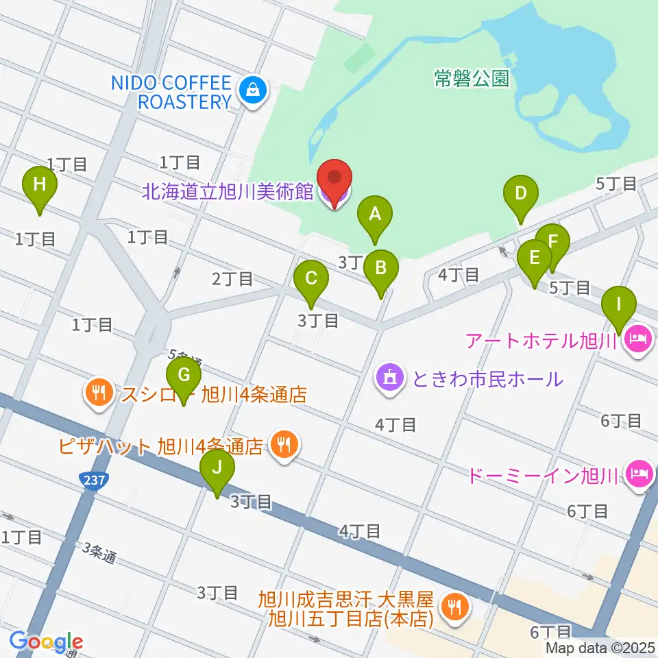北海道立旭川美術館周辺の駐車場・コインパーキング一覧地図