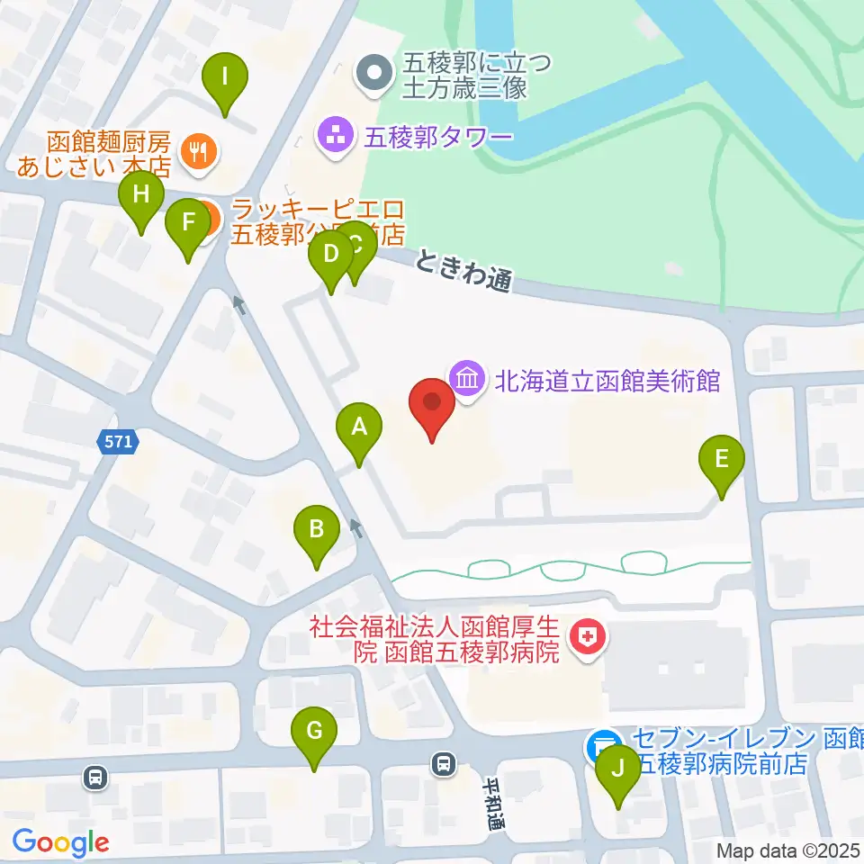 北海道立函館美術館周辺の駐車場・コインパーキング一覧地図