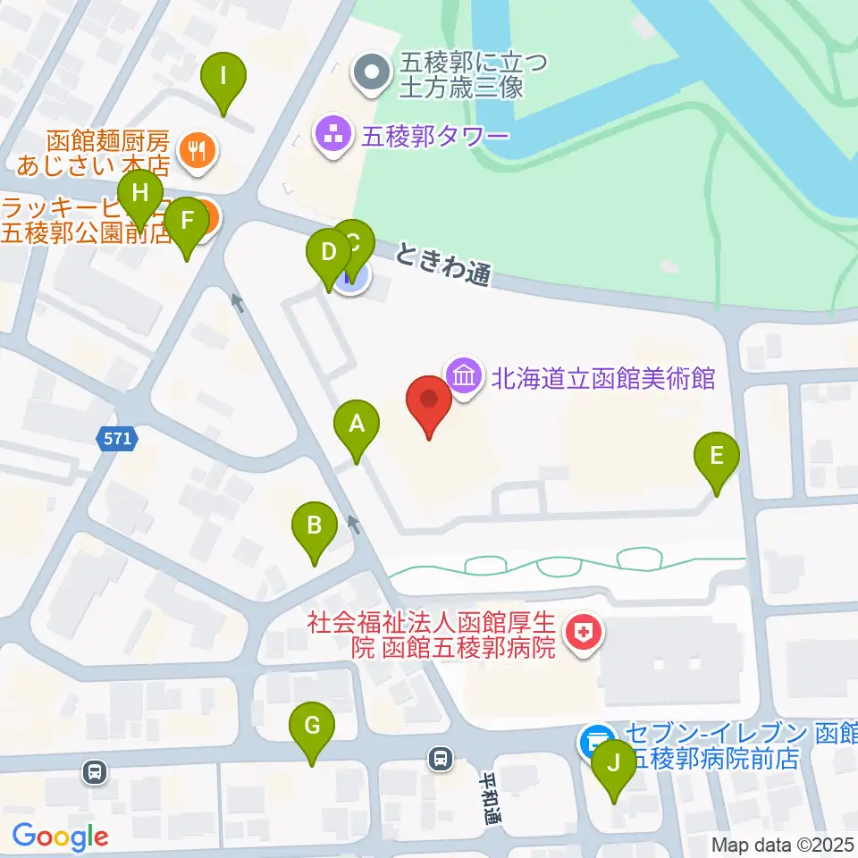 北海道立函館美術館周辺の駐車場・コインパーキング一覧地図